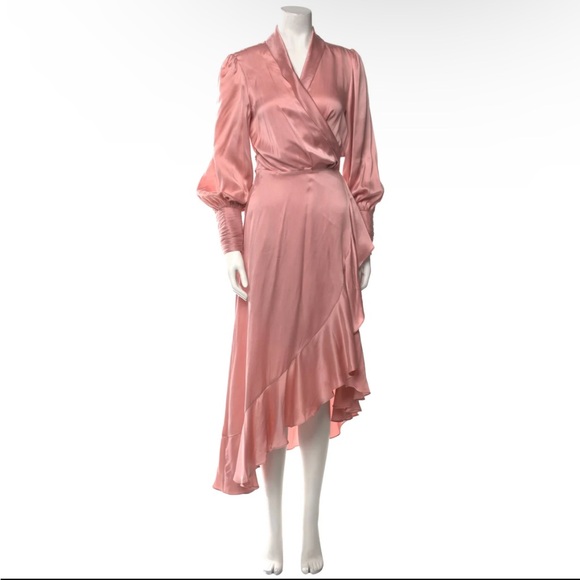 Zimmermann Silk Wrap Midi DressColor: Dusty Pink